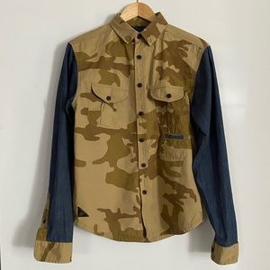 10 Deep Shirt Size Large Camo Print Denim Sleeves
